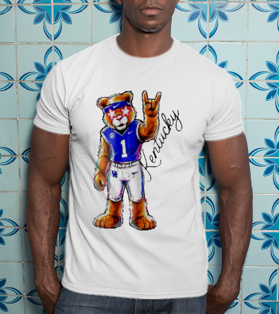 Kentucky Wildcats Mascot NCAA Pink Star Glasses Rock Sign T-Shirt