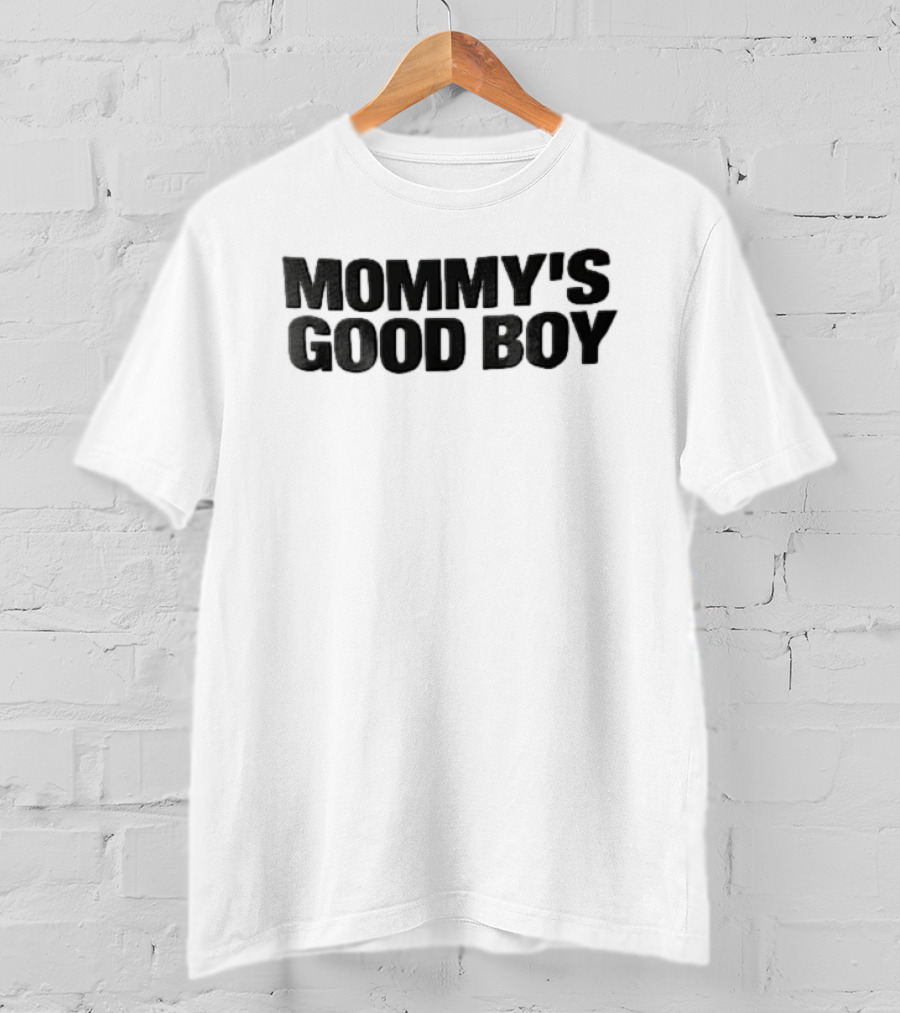 Mommy's Good Boy Sans Serif Lettering Black T-Shirt