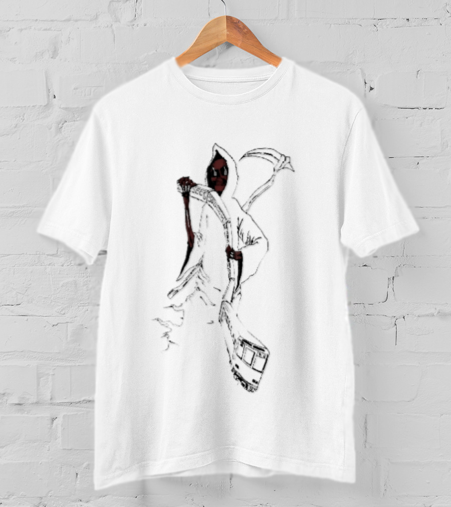 Red Face Grim Reaper Green Eyes Subway Train Line T-Shirt