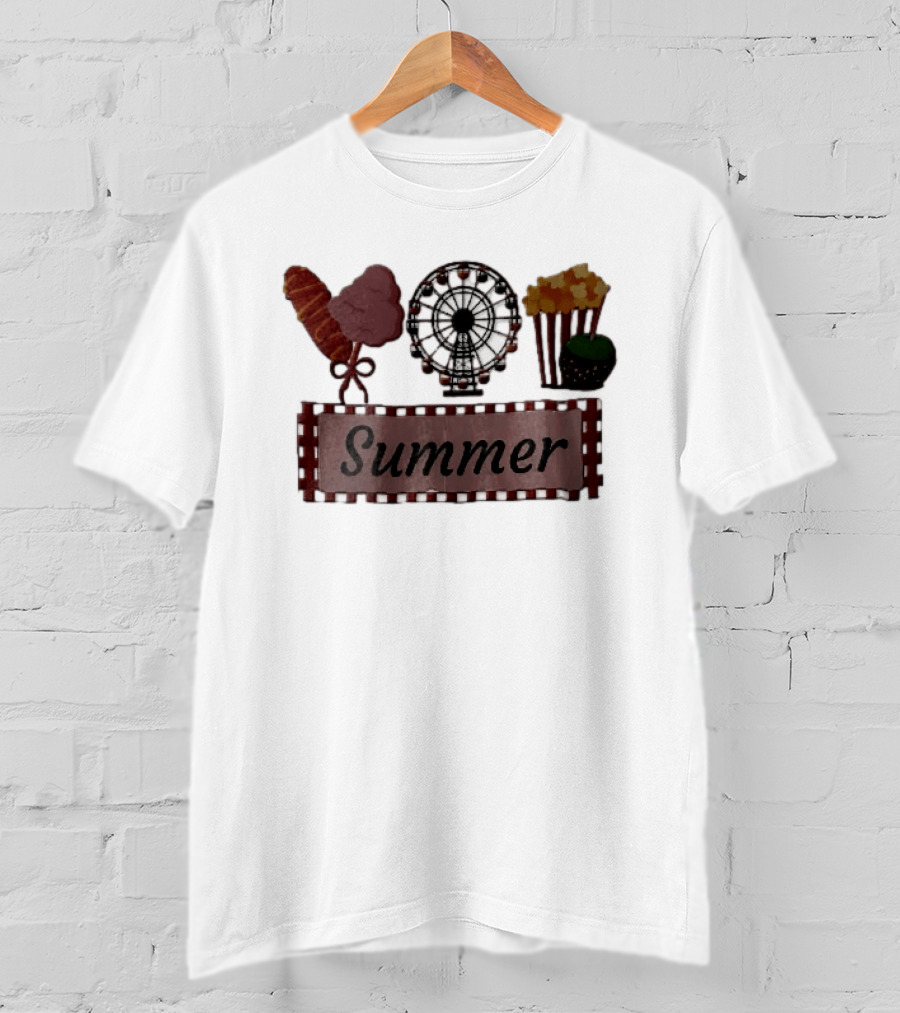 Summer Corn Dog Cotton Candy Ferris Wheel Popcorn Caramel Apple T-Shirt