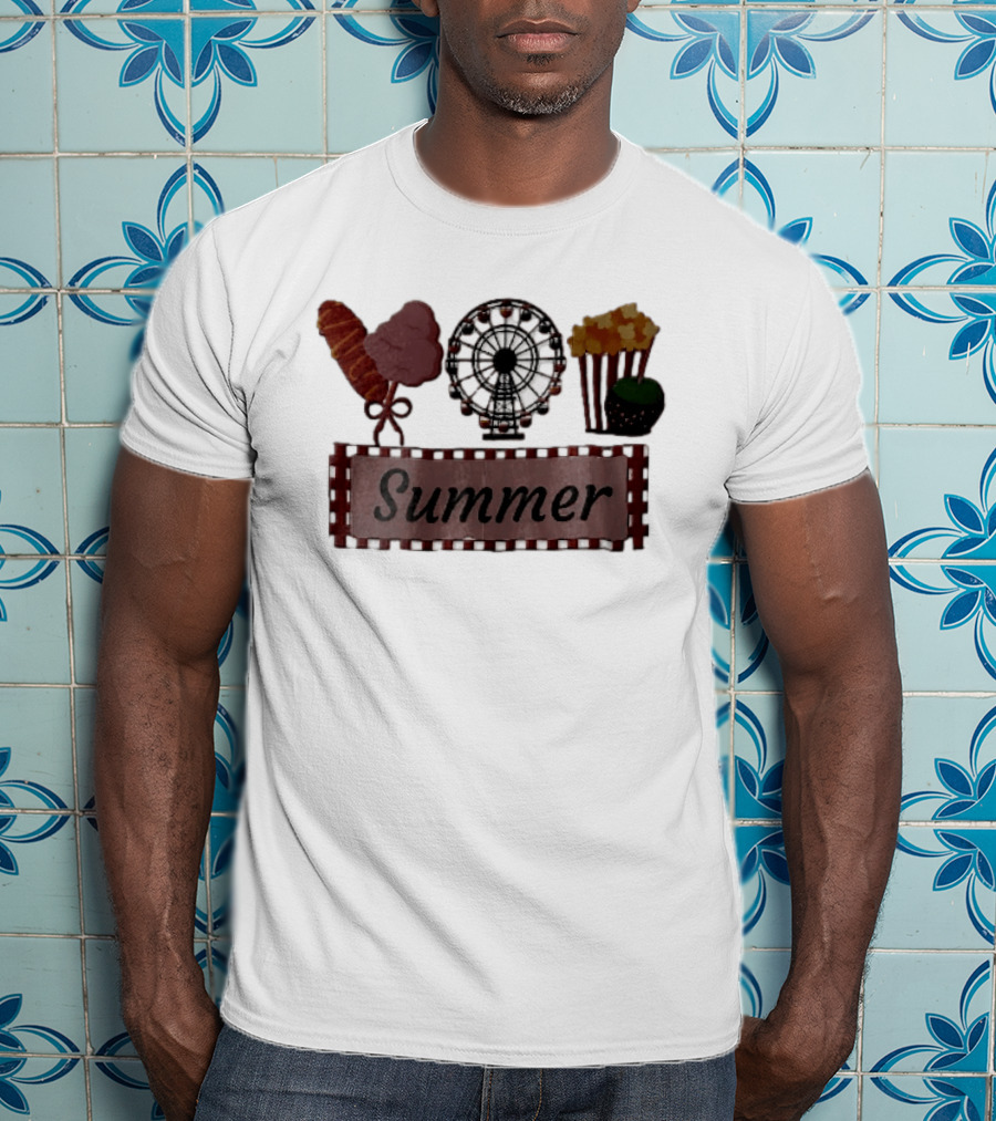 Summer Corn Dog Cotton Candy Ferris Wheel Popcorn Caramel Apple T-Shirt