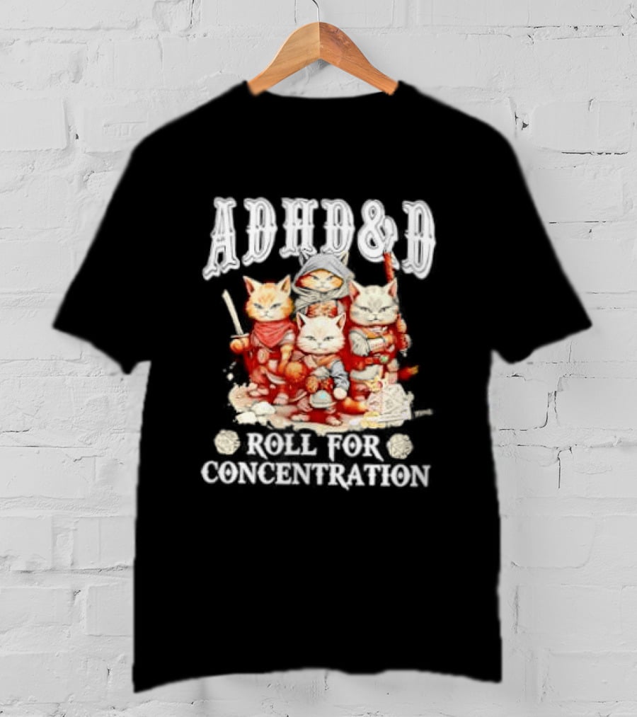 ADHD&D Roll For Concentration Cat Trio Adventure T-Shirt
