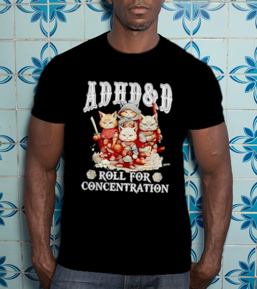 ADHD&D Roll For Concentration Cat Trio Adventure T-Shirt