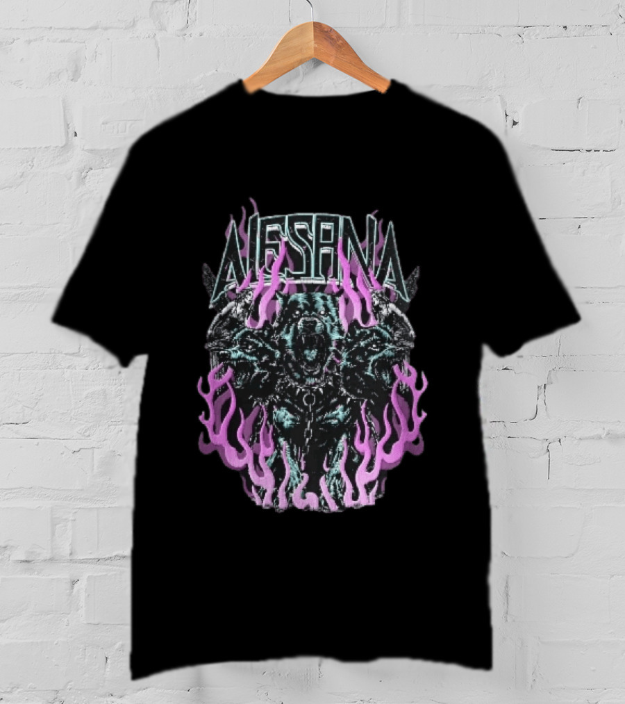 Alesana Cerberus Angel Statues With Purple Flames T-Shirt