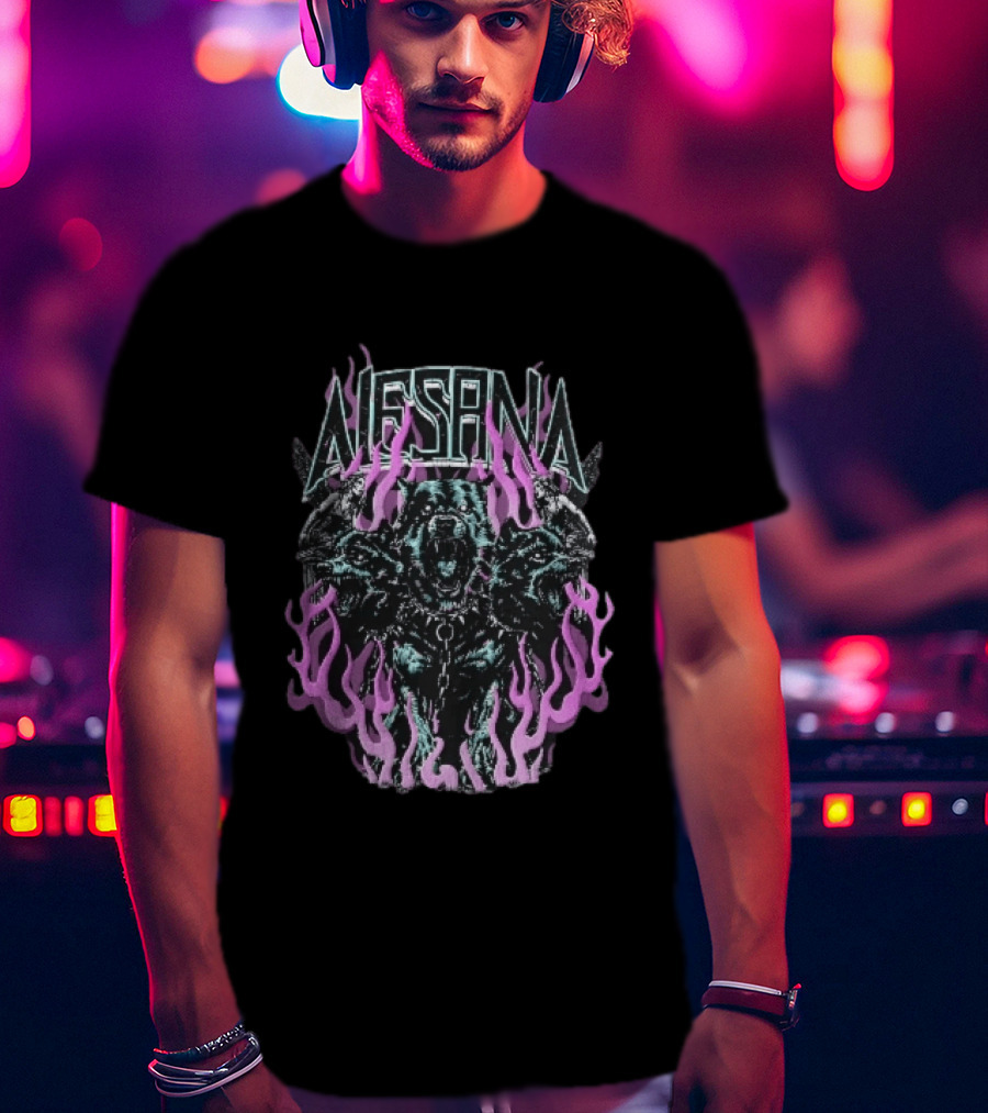 Alesana Cerberus Angel Statues With Purple Flames T-Shirt