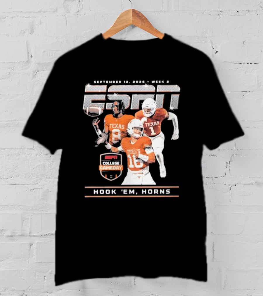September 12 2026 ESPN College Gameday Texas Longhorns Hook 'Em Horns T-Shirt