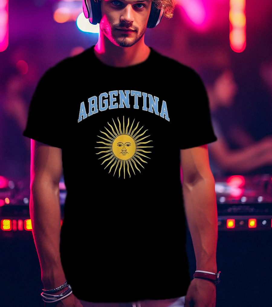 Argentina Sun Symbol Vintage Style Menswear T-Shirt