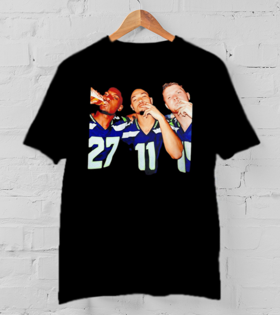 Avery Smith Jaxon Smith Njigba Sam Darnold Seattle Seahawks Smoking Image T-Shirt