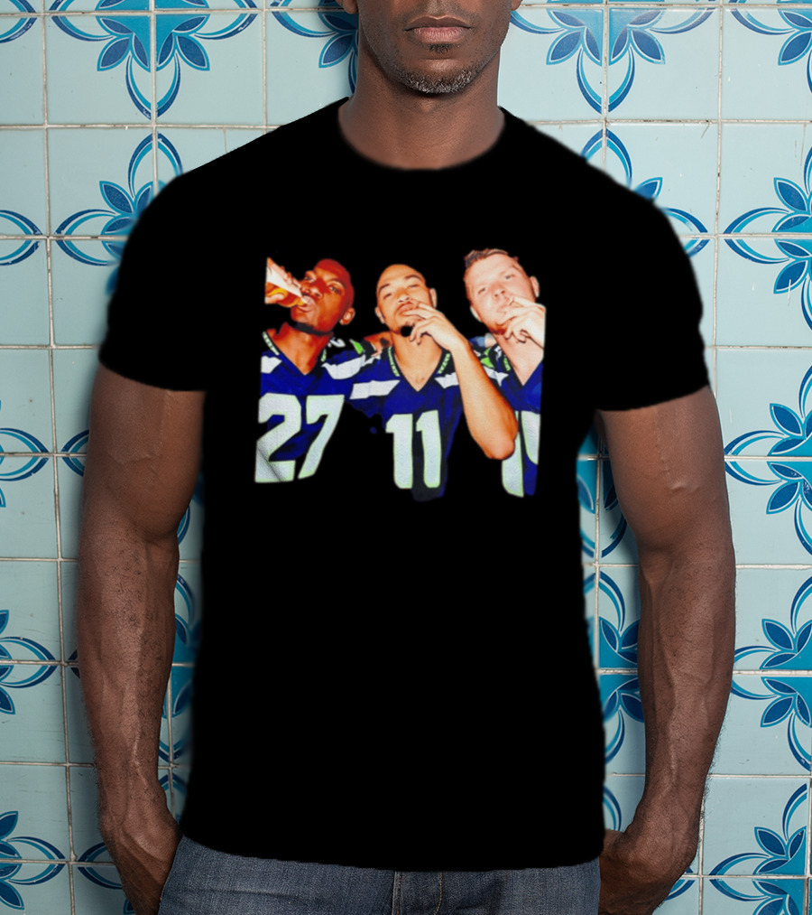 Avery Smith Jaxon Smith Njigba Sam Darnold Seattle Seahawks Smoking Image T-Shirt