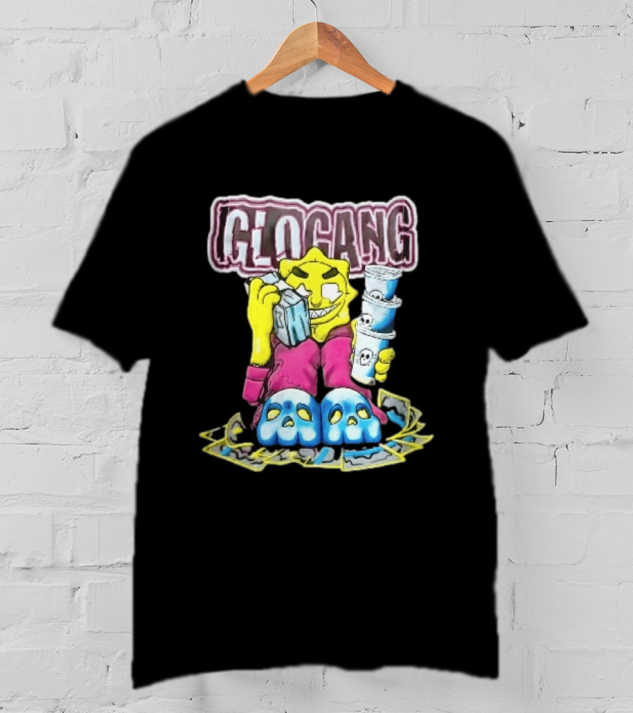 Glo Gang Cartoon Sun Money Double Cups Skull Slippers T-Shirt