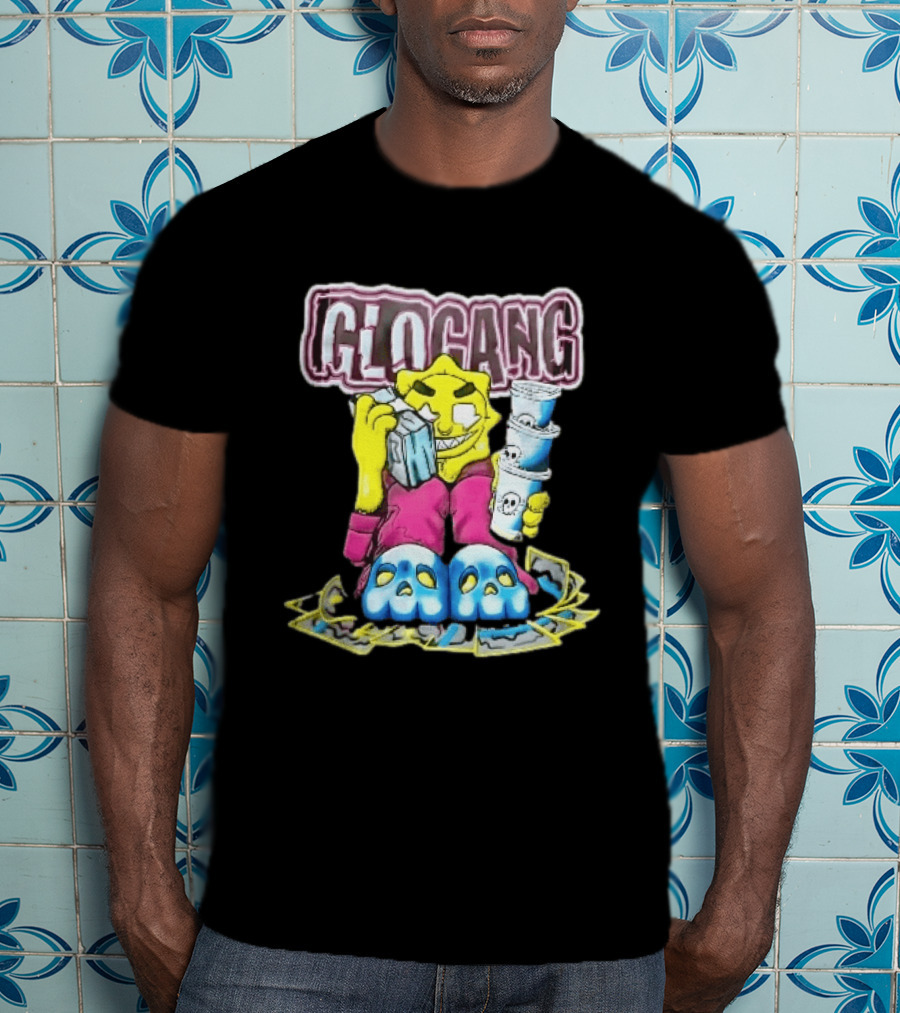 Glo Gang Cartoon Sun Money Double Cups Skull Slippers T-Shirt