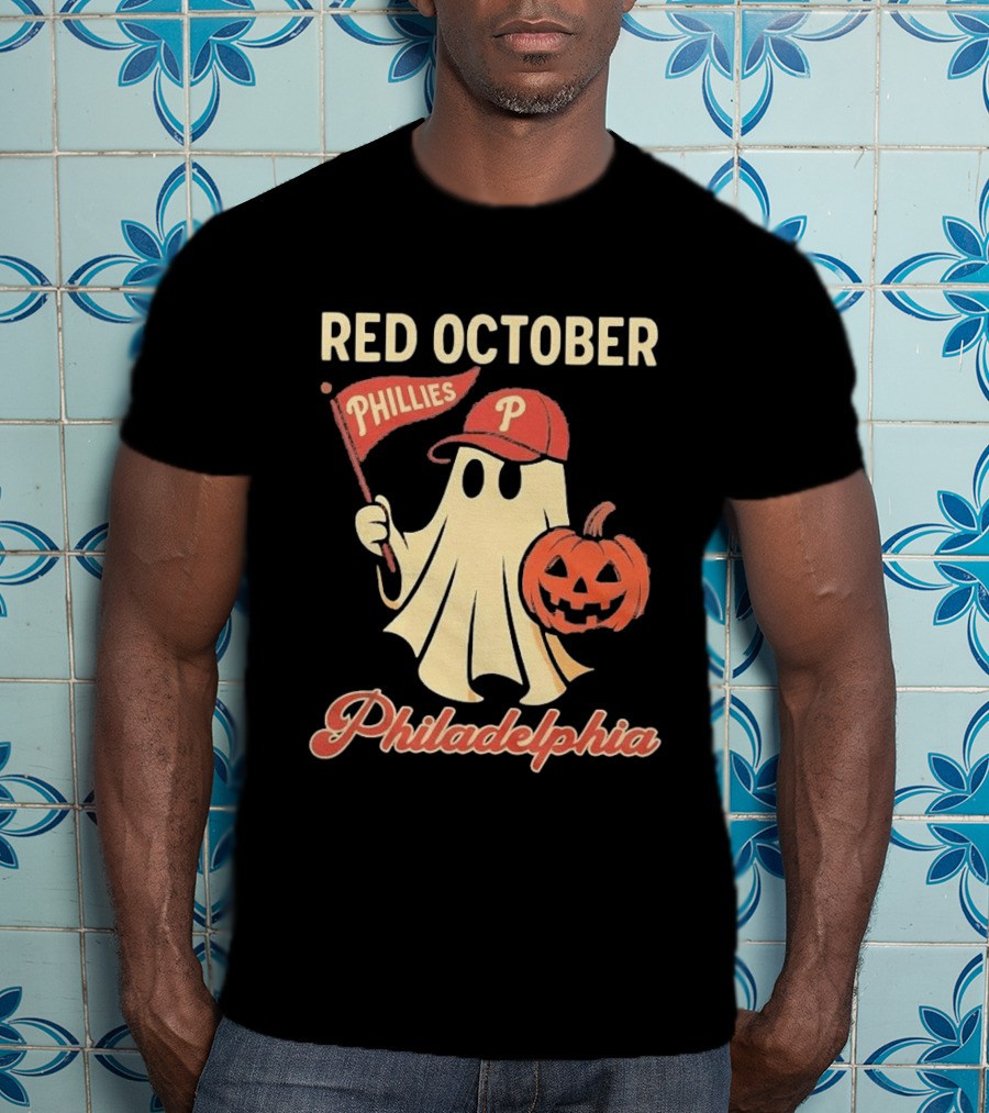 Red October Phillies Ghost Pumpkin Philadelphia T-Shirt