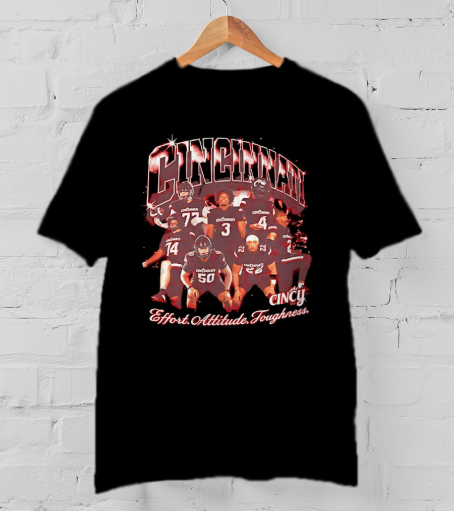 Cincinnati Bearcats Effort Attitude Toughness NCAA College Football Team Collage T-Shirt