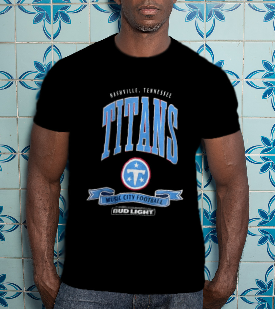 Nashville Tennessee Titans Music City Football Bud Light T-Shirt