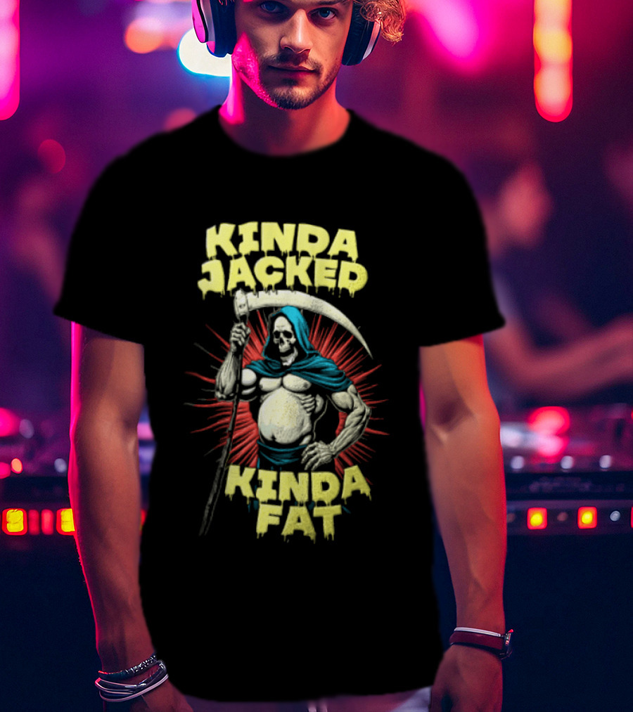 Kinda Jacked Kinda Fat Grim Reaper Parody Fitness Humor T-Shirt