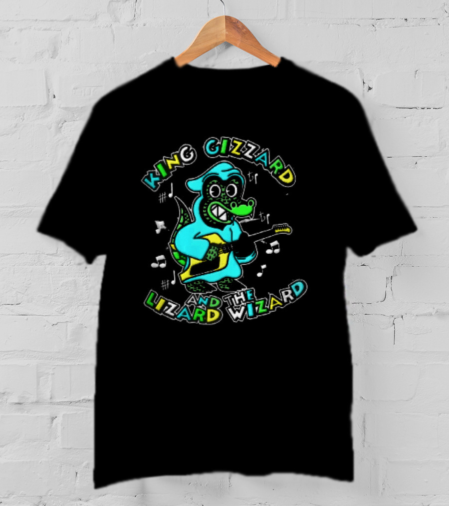 King Gizzard And The Lizard Wizard Cartoon Gator Hooded Playing Electric Guitar Tie Dye T-Shirt