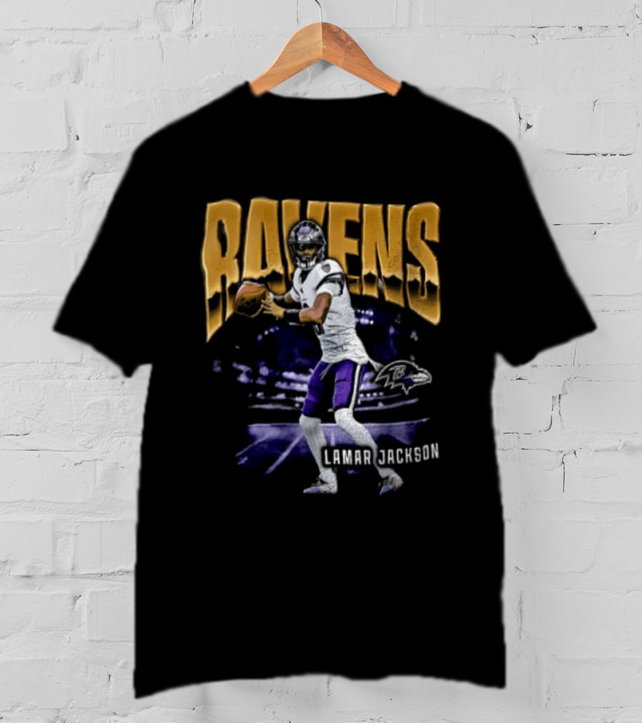 Ravens Lamar Jackson Football Iconic Quarterback T-Shirt
