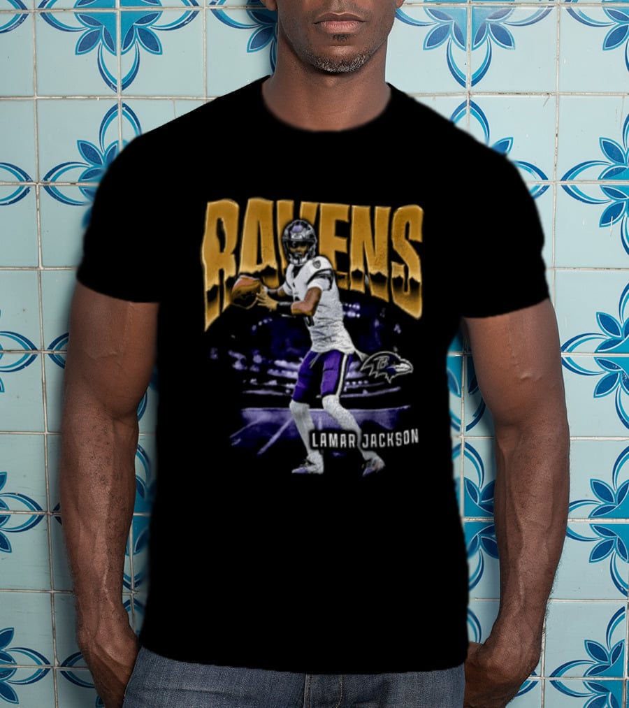 Ravens Lamar Jackson Football Iconic Quarterback T-Shirt