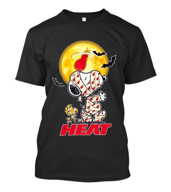 Miami Heat Snoopy Woodstock Mummy Halloween Moon Bats T-Shirt