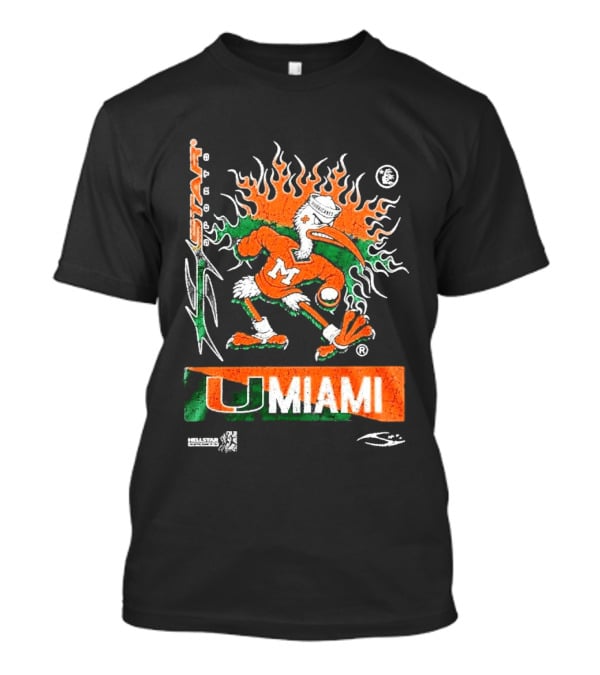 Miami Hurricanes Football U Miami X Hellstar Sports Flame Duck T-Shirt