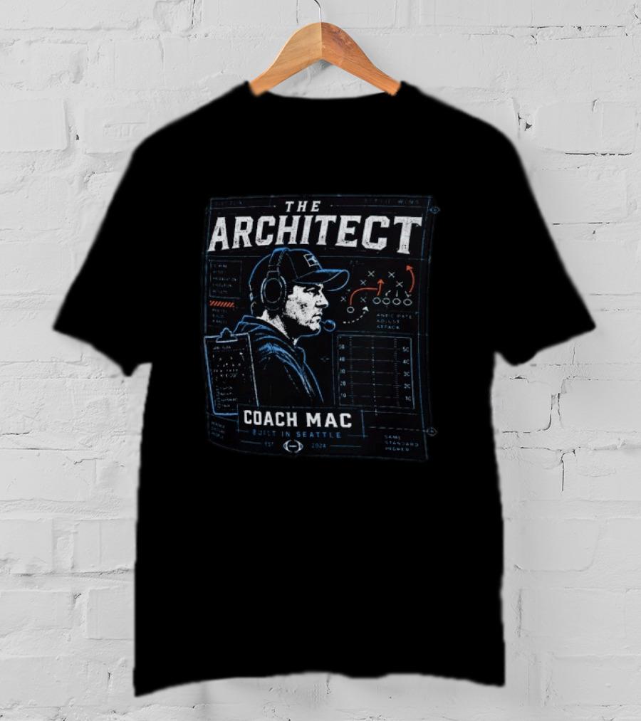 The Architect Coach Mac Built In Seattle Seahawks Strategy Playbook 2024 T-Shirt