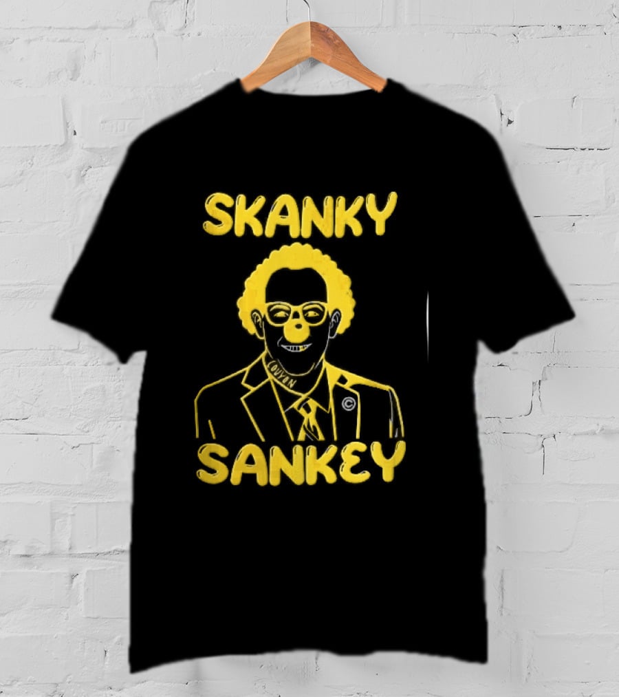 Skanky Sankey Couyon Clown Glasses Yellow Suit Caricature T-Shirt