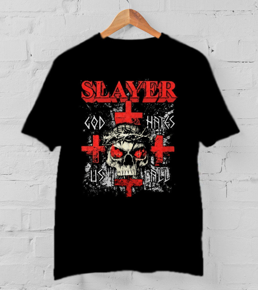 Slayer God Hates Us All Skull Red Crosses T-Shirt