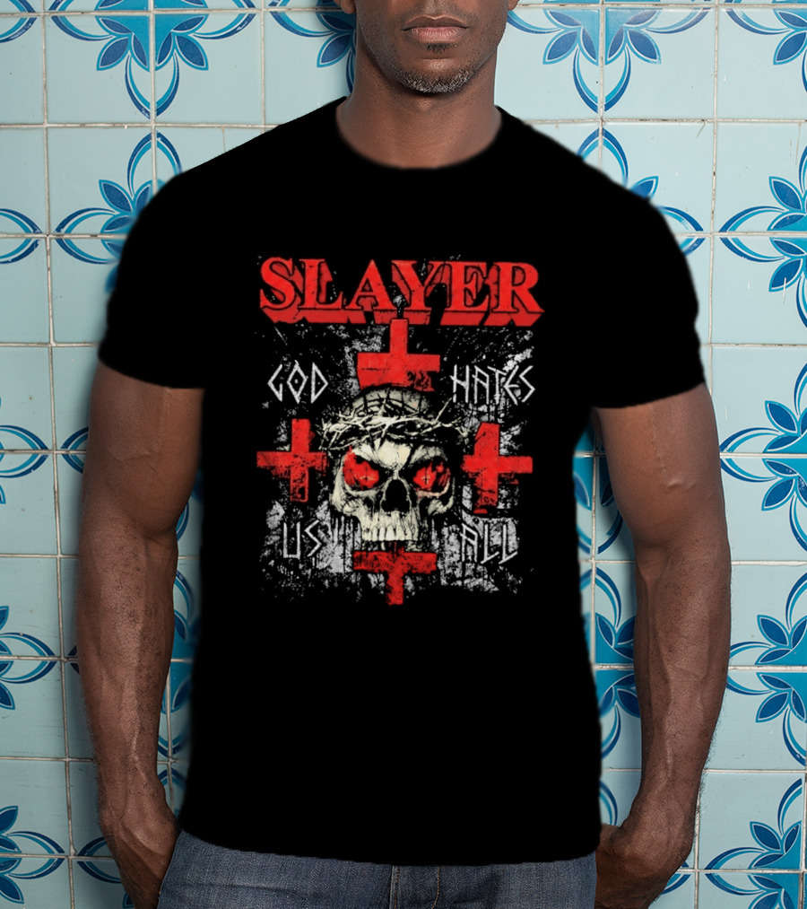 Slayer God Hates Us All Skull Red Crosses T-Shirt