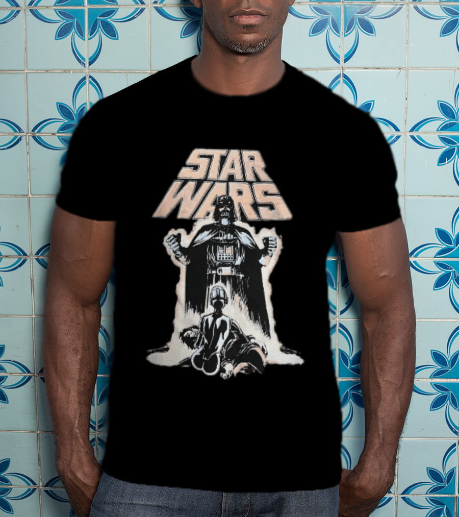 Star Wars Distressed Comic Darth Vader Over Defeated Droid T-Shirt