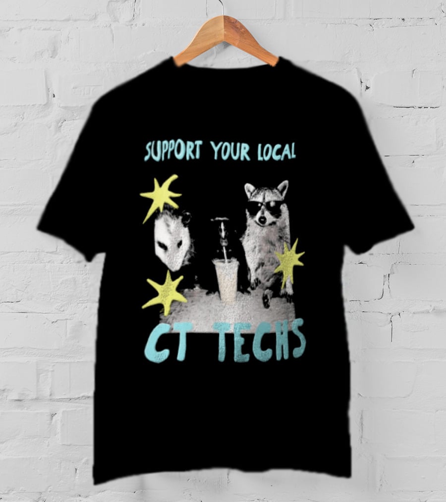 Support Your Local CT Techs Opossum Skunk Raccoon Stars T-Shirt