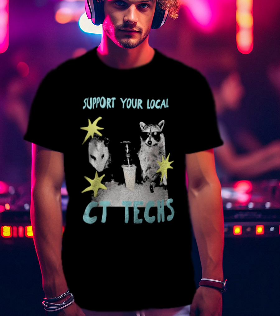 Support Your Local CT Techs Opossum Skunk Raccoon Stars T-Shirt