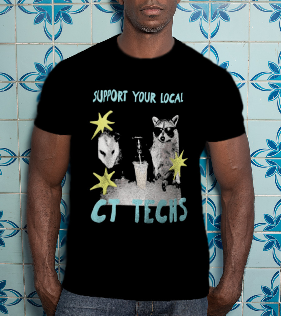 Support Your Local CT Techs Opossum Skunk Raccoon Stars T-Shirt