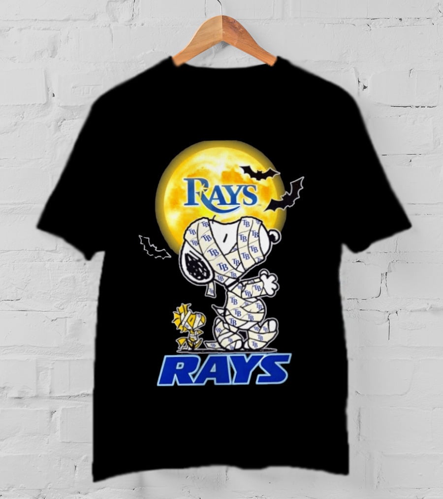 Tampa Bay Rays Snoopy Woodstock Halloween Mummy Moon Bats T-Shirt
