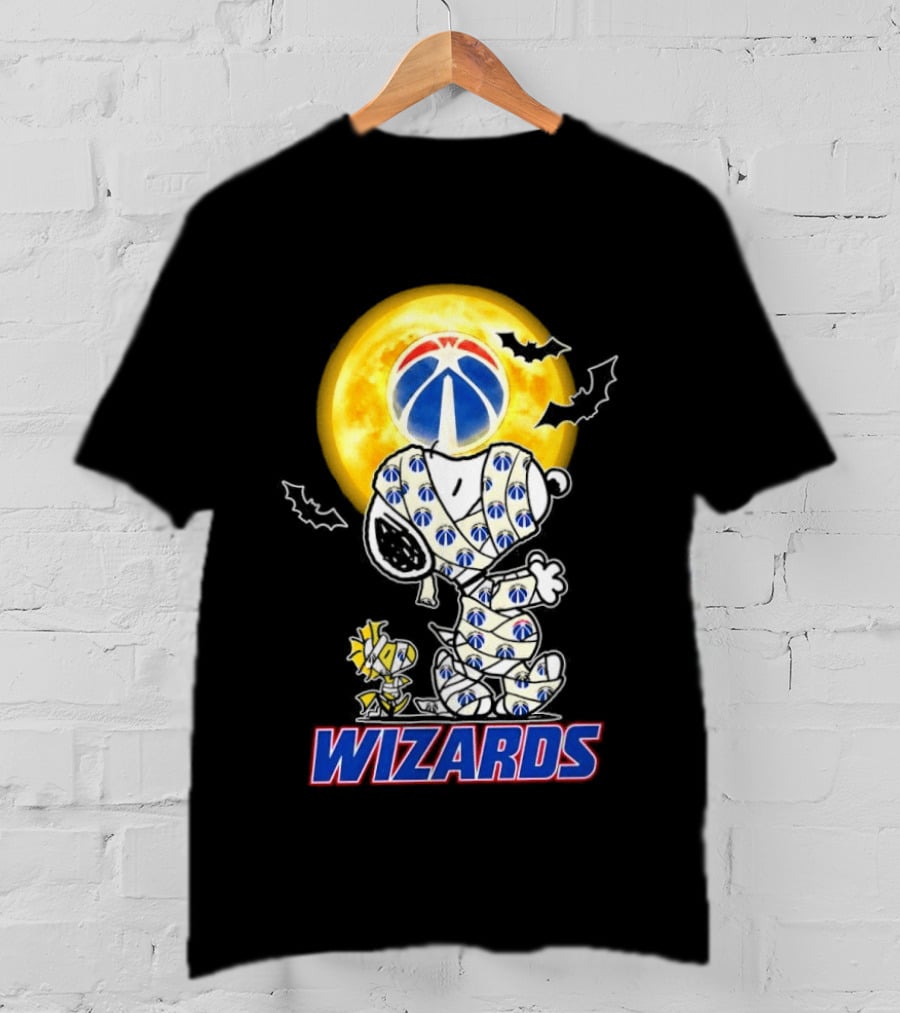 Washington Wizards Snoopy Woodstock Halloween Mummy Full Moon T-Shirt