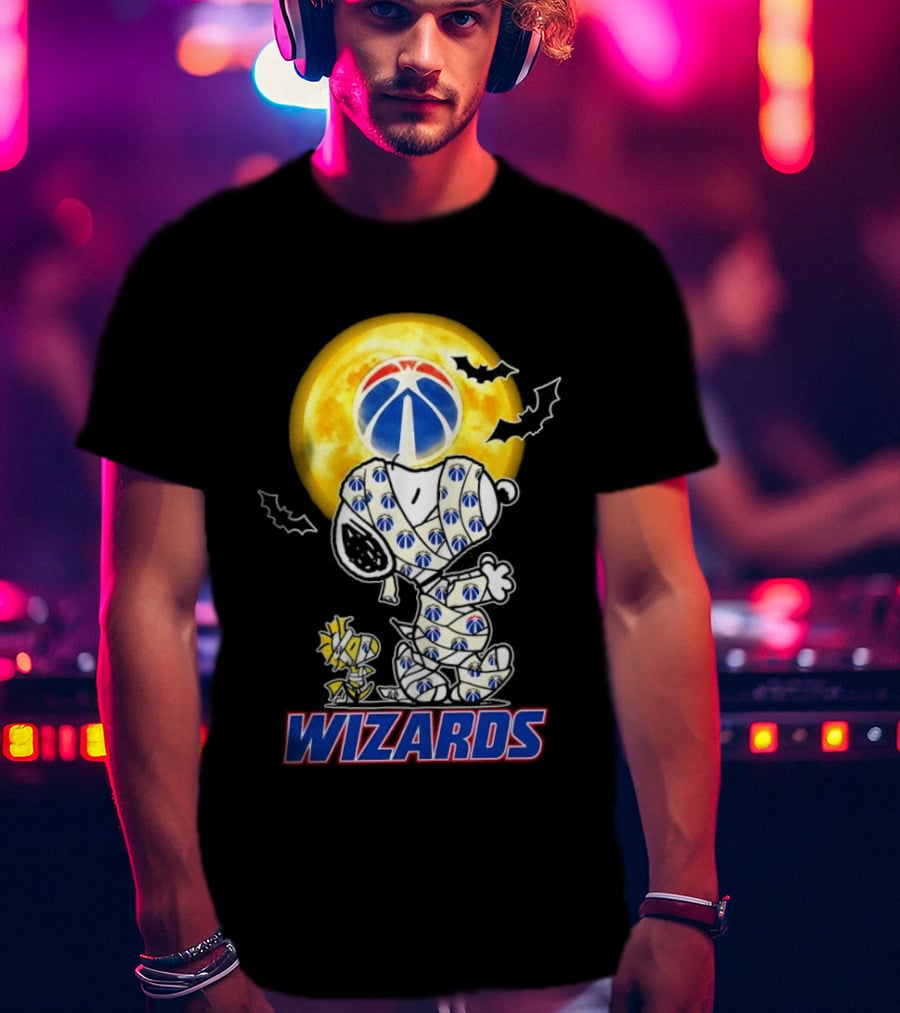 Washington Wizards Snoopy Woodstock Halloween Mummy Full Moon T-Shirt