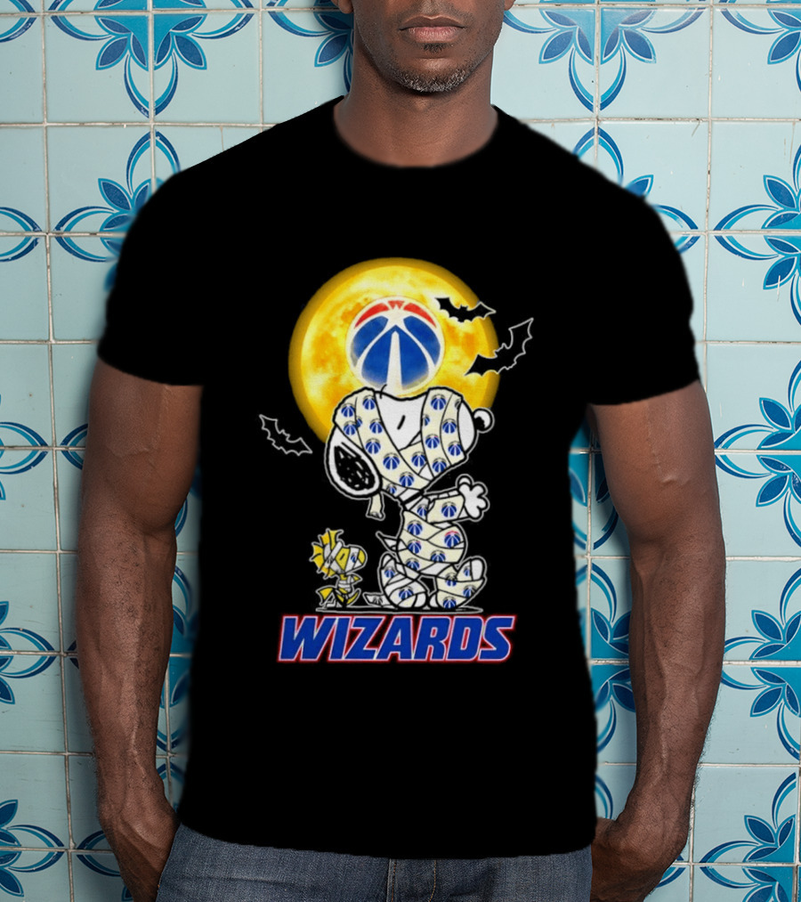 Washington Wizards Snoopy Woodstock Halloween Mummy Full Moon T-Shirt