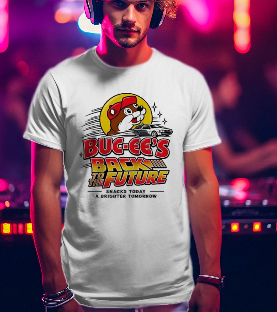 Buc Ee's Back To The Future DeLorean Snacks Today Brighter Tomorrow T-Shirt
