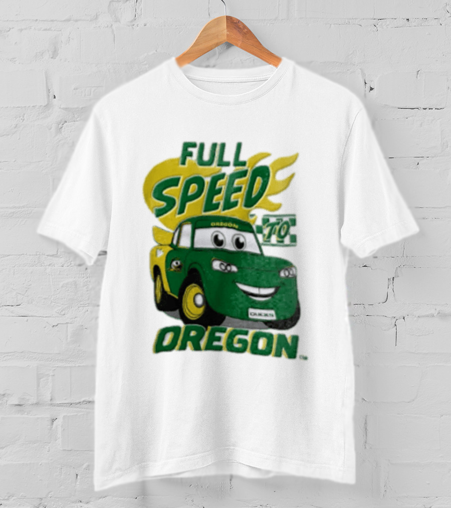 Full Speed Oregon Ducks Car Toon Sporting Team Spirit T-Shirt