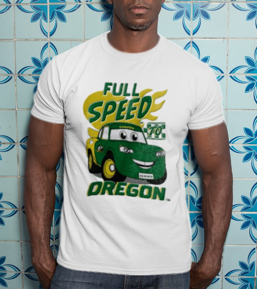 Full Speed Oregon Ducks Car Toon Sporting Team Spirit T-Shirt