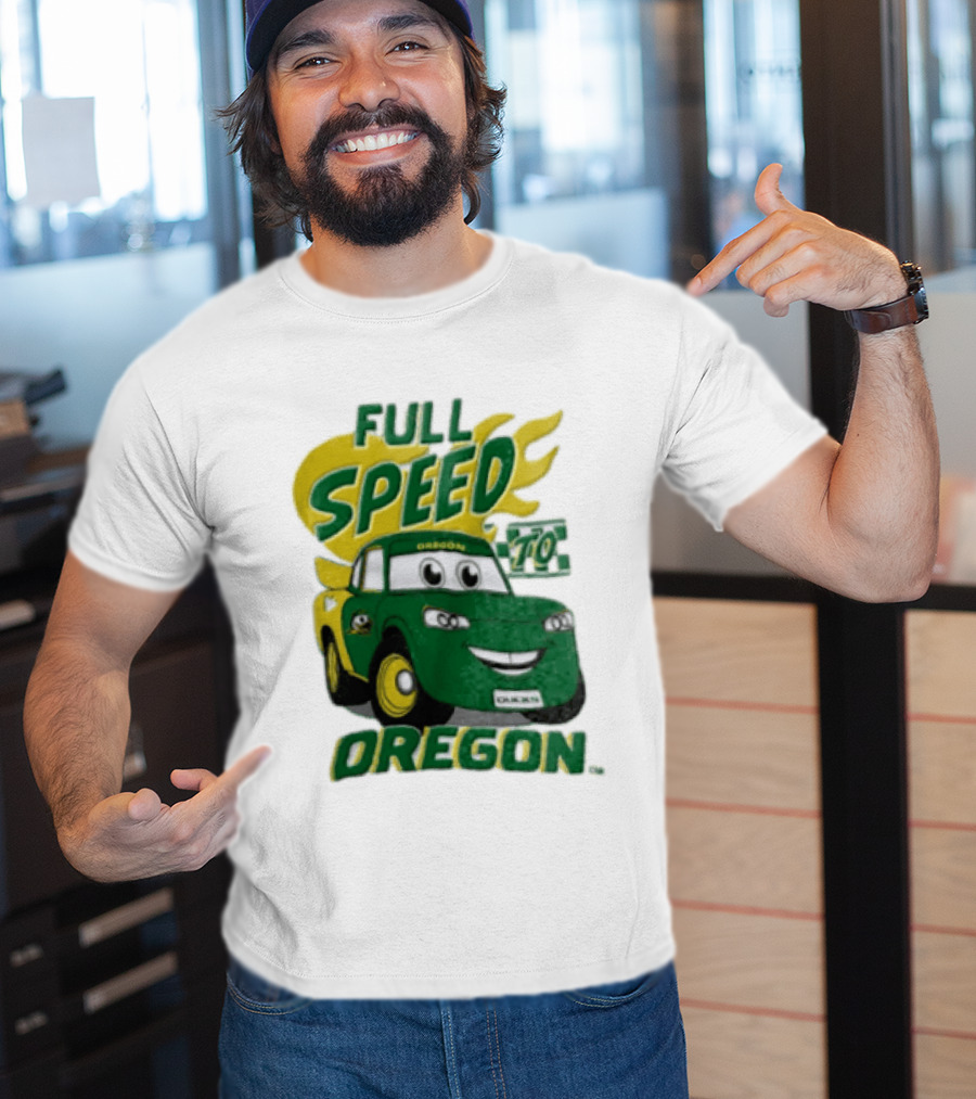 Full Speed Oregon Ducks Car Toon Sporting Team Spirit T-Shirt