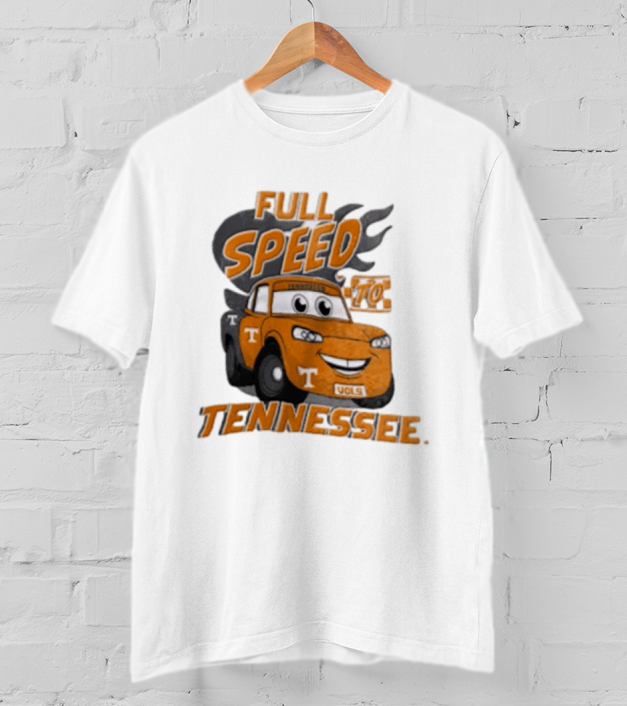 Full Speed Tennessee Vols Truck Cartoon With Flames And Number Plate T-Shirt