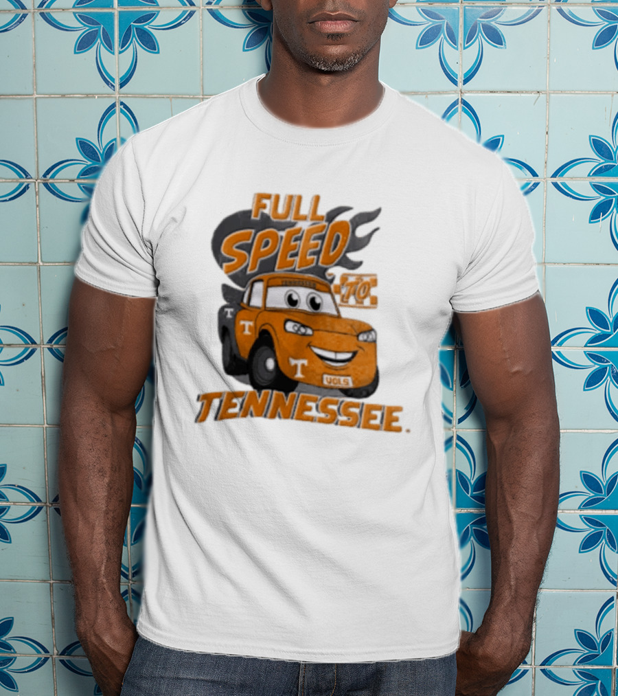 Full Speed Tennessee Vols Truck Cartoon With Flames And Number Plate T-Shirt