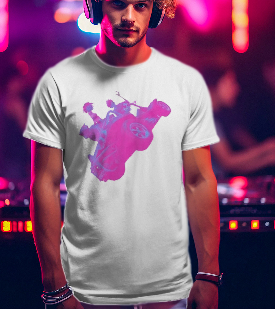 Hot Topic Gorillaz Neon Buggy Pink Blue Vehicle T-Shirt