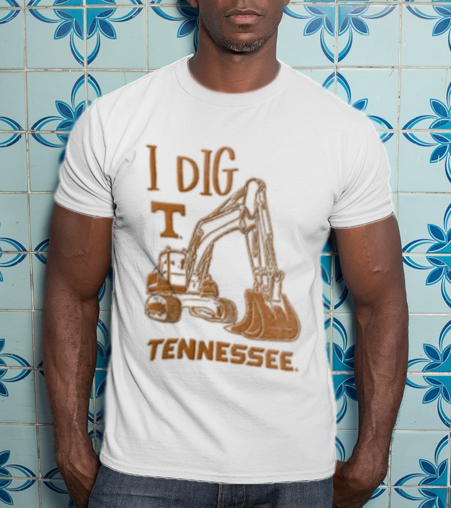 I Dig Tennessee Excavator Orange Text Construction Equipment T-Shirt