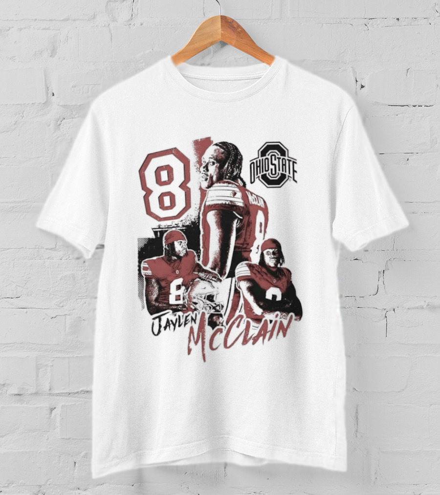 Ohio State Buckeyes Jaylen McClain No 8 Football Player T-Shirt