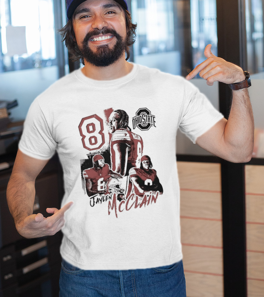 Ohio State Buckeyes Jaylen McClain No 8 Football Player T-Shirt