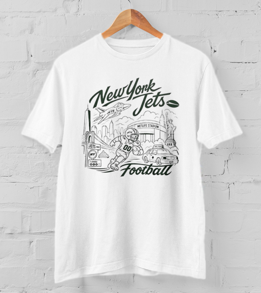 New York Jets Football Skyline Cityscape And Stadium T-Shirt