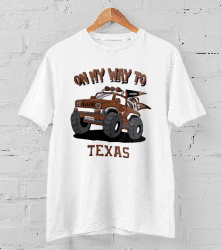 On My Way To Texas Monster Truck Longhorns T-Shirt