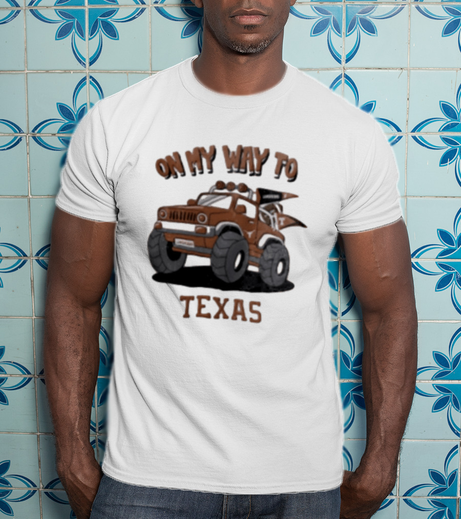 On My Way To Texas Monster Truck Longhorns T-Shirt