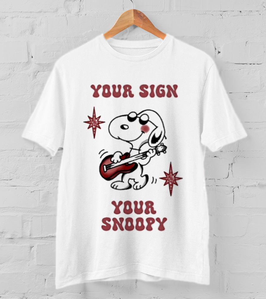 Your Sign Your Snoopy Guitar Iconic Peanuts Character Playing Music T-Shirt